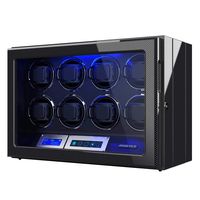 Watch Winder, Piano Finish with Adjustable [Upgraded] Watch Pillows, 8 Winding Spaces Watch Winders for Automatic Watches, Built-in Illumination (Wooden/Carbon Fiber)) (Carbon Fiber)