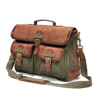 DRAKENSBERG Kimberley Messenger Laptop Bag, canvas, buffalo leather, olive green