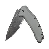 Kershaw Link Gray Aluminum Folding Pocket Knife (1776GRYBWST); 3.25" 420HC Stainless Steel Blade with Blackwash Finish, 2-Step Serration, SpeedSafe Opening, Liner Lock, Reversible Pocketclip; 4.8 OZ.