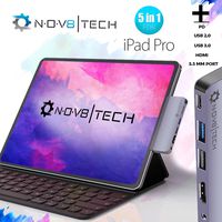 NOV8Tech 5-in-1 USB-C Hub 4K HDMI Adapter Converter for iPad Pro 11"/12.9" 2018 & MacBook Pro with USB 3.0, USB 2.0, USB C 100W PD Charger, 3.5mm Headphone Jack (5in1 for iPad Pro - Space Gray)