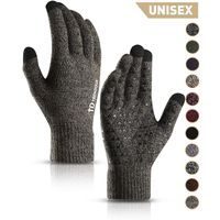 TRENDOUX Winter Gloves, Knit Touch Screen Glove Men Women Texting Smartphone Driving - Anti-Slip - Elastic Cuff - Thermal Soft Wool Lining - Hands Warm in Cold Weather - Gray - M