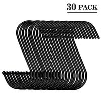 30 Pack Black S Hooks Steel S Hanging Hooks Heavy Duty S Hanger Hook Metal Kitchen Pot Rack Hooks Closet Hooks Plants Hooks for Hanging Pot, Pan, Cups, Plants, Bags, Jeans, Towels