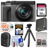 Panasonic Lumix DC-ZS70 4K Wi-Fi Digital Camera (Silver) with 32GB Card + Case + Battery + Tripod + Cleaning Kit