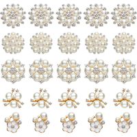 50 Pieces Rhinestone Buttons Embellishments Buttons Flatback Pearl Crystal Rhinestone Flower Button Round Crystal White for Jewelry Making Wedding Party Home Decoration and DIY Craft