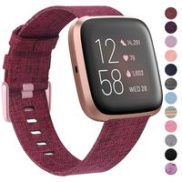 Laneco Bands Compatible with Fitbit Versa/Fitbit Versa 2/Fitbit Versa Lite for Women Men, Breathable Woven Fabric Strap with Stylish Buckle, Adjustable Wristband for Fitbit Versa Smartwatch