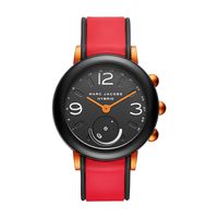 Marc Jacobs Women's Riley Nylon and Silicone Hybrid Smartwatch, Color: Black, Red (Model: MJT1008)