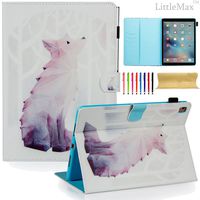 iPad Pro 9.7 Case,LittleMax Smart PU Leather Case Flip Wallet Cover Pen Slot Kickstand Protective Case for iPad Pro (9.7 Inch) Free Cleaning Cloth,Stylus Pen- Snow Fox