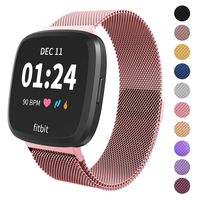 Limque Magnetic Bands Compatible with Fitbit Versa/Versa 2/Versa Lite/SE, Women Men Metal Adjustable Replacement Wristband for Fitbit Versa Smart Watch Multi-Color (Rose Gold, Large)