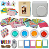 Xtech - Fuji Mini 9/8 Accessories kit Includes: Smoky White Mini 9 Camera Case, 60 Mini Photo Sticker Frames, Mini 9 Photo Album, 4 Mini 9/8 Colorful Filters, Large Selfie Mirror + More