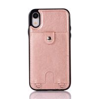 Jaorty iPhone XR PU Leather Wallet Case for iPhone XR Necklace Lanyard Case Cover with Card Holder Adjustable Detachable Anti-Lost Neck Strap for Apple iPhone XR,Rose Gold