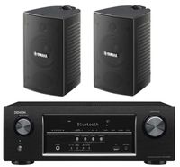 Denon 5.2 Channel 700-Watt Full 4K Ultra HD Bluetooth AV Home Theater Receiver + Yamaha High-Performance Natural Surround Sound 2-Way Indoor/Outdoor Weatherproof Speaker System (Pair)