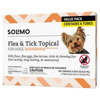 Amazon Brand - Solimo Flea and Tick Topical Treatment for Dogs, For Small Dogs (5-22 pounds), 6 Doses