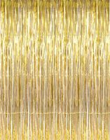 GOER 3.2 ft x 9.8 ft Metallic Tinsel Foil Fringe Curtains for Party Photo Backdrop Wedding Decor (Gold,5 pcs)