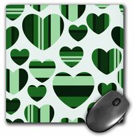 3dRose LLC 8 X 8 X 0.25 Inches Mouse Pad Green and Cream Large and Small Striped Hearts (Mp_176767_1)