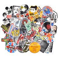 Riao-Tech 60pcs Band Stickers Laptop Guitar Travel Case Car Bicycle Phone Pad Skateboard Stickers Waterproof (Vintage-D)