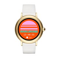 Marc Jacobs Womens Riley Touchscreen Smartwatch, Stainless Steel and Silicone Strap, White/Gold (MJT2000)