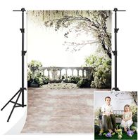 Kate 6.5x10ft Scenic White Flowers Photography Backdrops Brick Floor Family Balcony Tree Photo Background Wedding Children Birthday Party Backdrop for Photoshoot Studio Video