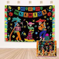Demohome 8x6ft Mexican Fiesta Day of The Dead Backdrop for Sugar Skull Photography Background Dia DE Los Muertos Dress-up Birthday Party Supplies Banner Table Decor Decoration Photo Booth Shoot