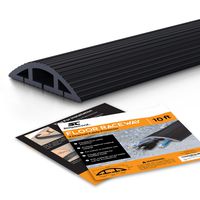 Simple Cord Floor Cord Cover - 10 Ft Black Duct Cord Protector Covers Cables, Cords, or Wires - 3 Channel On Floor Raceway for Sidewalks or Walkways, in The Home or Office Doorways (10 ft)