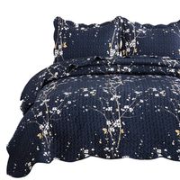 Bedsure Quilt Set Navy Twin Size Plum Blossom (68x86 inches) Bedspread, Lightweight Coverlet Quilt for Spring and Summer
