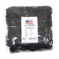 Cable Ties. Standard Duty 7.6 Inch Premium Nylon Wire Management Zip-Ties. 50 LB Tensile Strength. USA Strong Cable Ties (1000 Pack, UV Black)