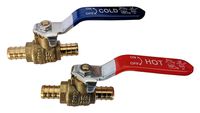 10 PIECES XFITTING HOT (RED) COLD (BLUE) OF 1/2" PEX BRASS FULL PORT SHUT OFF BALL VALVE - 1/4" TURN (LEAD-FREE BRASS) (5 PIECES EACH)