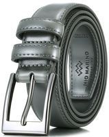 Marino's Men Genuine Leather Dress Belt with Single Prong Buckle - Charcoal - 54 (Waist: 52)