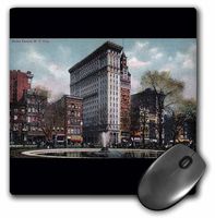 3dRose LLC 8 x 8 x 0.25 Inches Mouse Pad, Union Square New York City View of The Fountain Postcard (mp_170686_1)