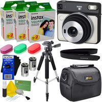 Fujifilm instax Square SQ6 Instant Film Camera (Pearl White) + 3 Instax Square Twin Film Packs (60 Sheets) + 3 Color Filters + Carrying Case + 57" Tripod + 2 Batteries + Strap + HeroFiber Cloth
