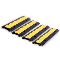 FCOME 4 Pack Rubber Cable Ramp Hose Cable Protector Ramp 3 Channel 22000Lbs Load Capacity Traffic Speed Bump Wires Power Lines Extension Cord Cover for Indoor Outdoor
