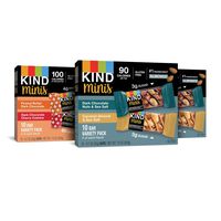 KIND Bar Mini's, Variety Pack, Gluten Free, 100 Calories, Low Sugar, .7oz Bar, 30 Count
