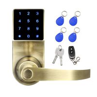 COLOSUS NDL319 Keyless Electronic Trusted Digital Smart Door Lock for Home & Office Security, Touchscreen - 50 User Codes + 4 Key Fobs + 1 Remote + 2 Keys (Gold) ...