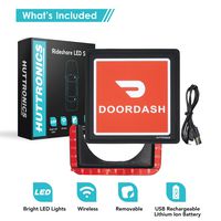 DOORDASH LED Sign | Bright LED Lights | Wireless | Removable | USB Rechargeable Lithium Ion Battery | Rideshare Drivers | Ride Share Accessories | Make Your Car Visible (DOORDASH)