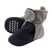 Hudson Baby Unisex Baby Cozy Fleece Booties, Navy Heather Gray, 2 Toddler