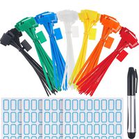 Zhanmai 140 Pieces Zip Ties Nylon Cable Ties Marker Ties, Self-Locking Cord Power Making Label Mark Tags, 7 Colors (140 Pieces, 6 Inch)