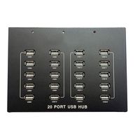 SINNRY 20 Ports Dual USB 2.0 Industrial Grade HUB with Power Adapter, 2 USB Cables, Support Window/ MACOS 9.0