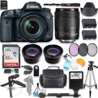 Canon EOS 7D Mark II DSLR Camera with Canon 18-135mm USM Lens Kit + 0.43x Wide Angle Lens + 2X Telephoto Lens + 32GB SD Memory Card + HD Filter Kit + Flash Diffusers + Full Premium Accessory Bundle