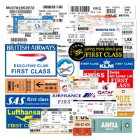 Water Bottle Airline Stickers Boarding Check Air Ticket Stickers Laptop Stickers Pack 30 Pcs Decals for Water Bottle Laptops Ipad Cars Luggages