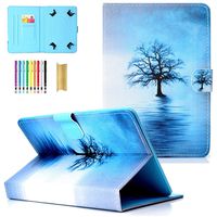 LittleMax 8 Inch Case, Lightweight Flip Folio Protective Cover PU Leather with Pencil Holder for All 8 Inch Pad or Phone - Sea Tree