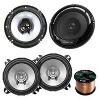 2 Pair Car Speaker Package of 2X Kenwood KFC-C1355S 5 1/4" 250-Watt 2-Way Flush Mount Coaxial Speakers + 2X KFC-1665S 6 1/2" Inch 2-Way Black Dual Cone Speakers + Enrock 16g 50 Ft Speaker Wire