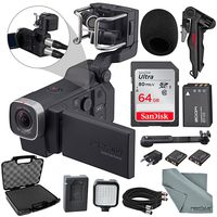 Zoom Q8 Handy Video Recorder Deluxe Accessory Bundle with LED Light Kit + Case + 64GB + Cables + XPIX Tripod & Fibertique Cloth