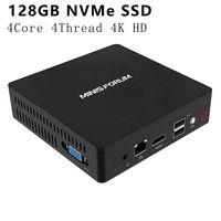 Mini PC Quad-Core Intel Celeron J3160 Processor (up to 2.24GHz), 4GB LPDDR3/NVMe 128GB SSD Pre-Installed Windows 10 Pro, 4K HDMI & VGA Ports, TDP Unlocker, USB3.0 Ports, Dual-Brand WiFi, Auto Power On