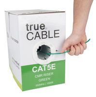 Cat5e Riser (CMR), 1000ft, Green, 24AWG 4 Pair Solid Bare Copper, 350MHz, ETL Listed, Unshielded Twisted Pair (UTP), Bulk Ethernet Cable, trueCABLE