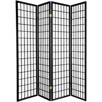 Legacy Decor 4 Panels Japanese Oriental Style Room Screen Divider Black
