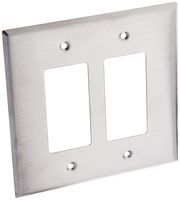 Leviton SO262 2-Gang Decora/GFCI Device Decora Wallplate, Oversized, 302 Stainless Steel, Device Mount, Stainless Steel, 10-Pack