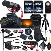 Canon EOS Rebel T7i DSLR Camera 18-55mm Lens 2 Memory Cards, Video Microphone, Backpack, Accessories Bundle