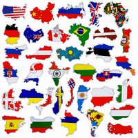 YAMIOW Country Map Waterproof Vinyl Sticker for Water Bottle Laptop Bag Car Fridge Suitcase Luggage Bomb Decal Graffiti Stickers (50 pcs for National Flag Style)