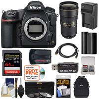 Nikon D850 Wi-Fi 4K Digital SLR Camera Body with 24-70mm f/2.8E VR Lens + 64GB Card + Battery & Charger + Case + GPS + 3 Filters Kit