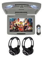 Rockville RVD12HD-GR 12" Grey Flip Down Car Monitor DVD/USB/SD Player+Headphones