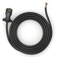 PWR+ 7-Way Trailer Plug Connector Cord 7-Pin: Extra Long 10 Ft, Heavy Duty, Weatherproof, Corrosion Resistant, Double Prongs, RV 7 Pin Wire Inline Light Trailer Wiring Harness Cable